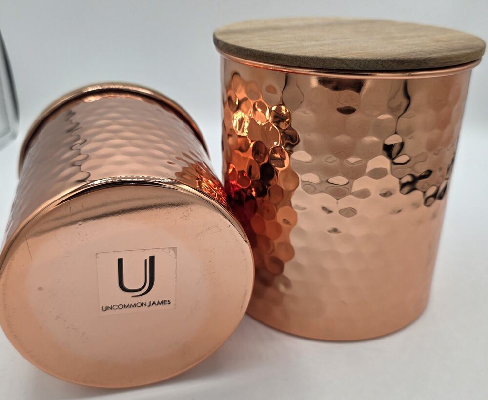 NEW Uncommon James 2 Piece Hammered Copper Canisters
